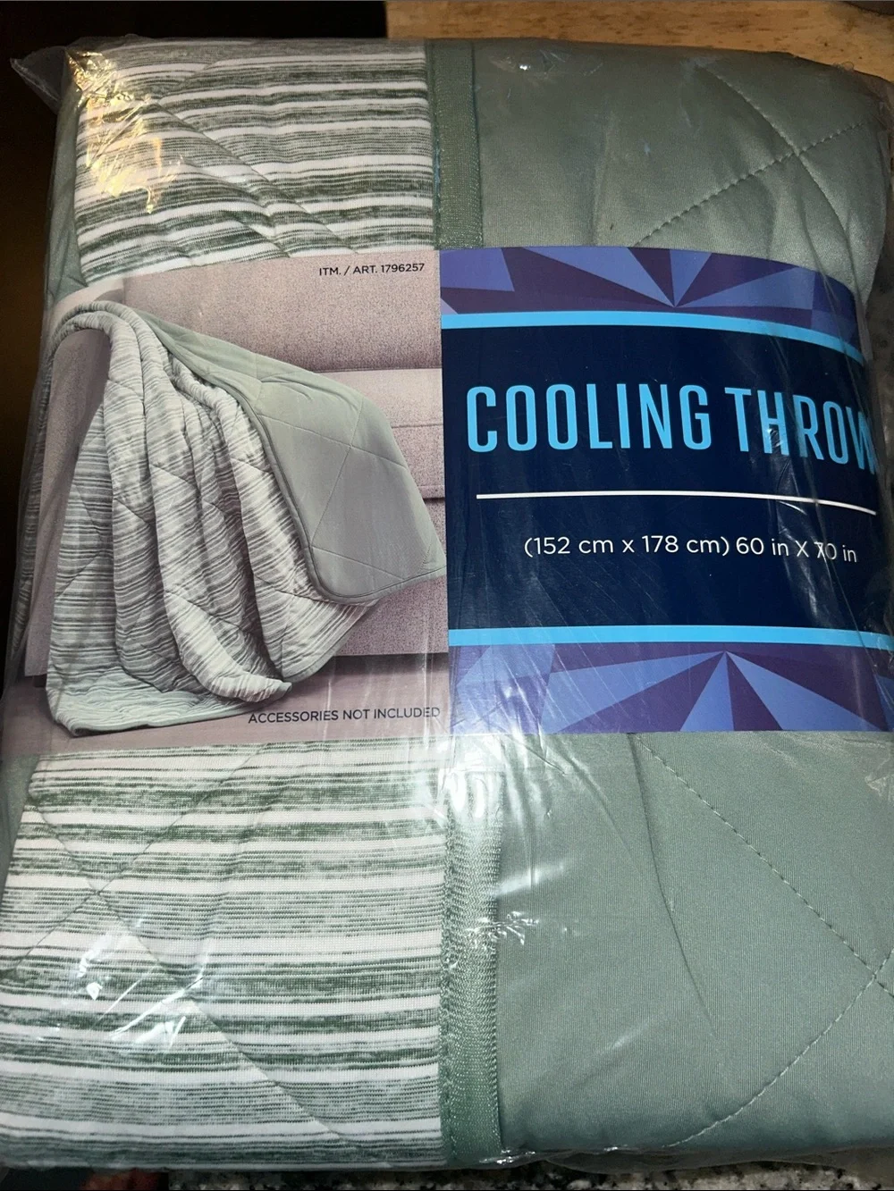 Cooling Throw Blanket - Sage Green Stripe, Cooling Throw